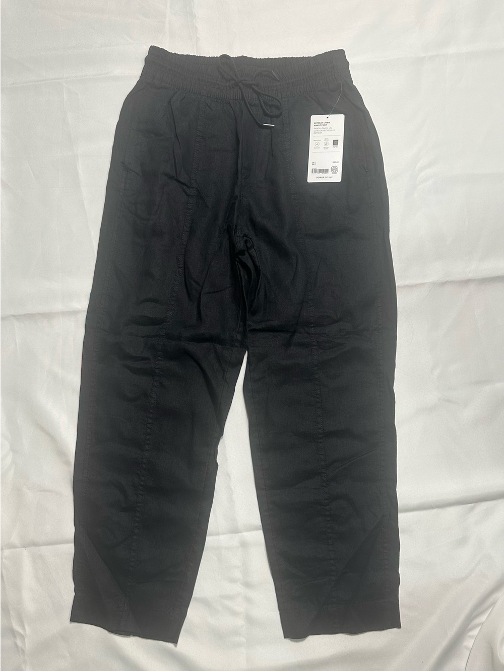 NWT Athleta Black Retreat Linen Ankle Pants Size S